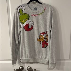 Lightly worn Merry Grinchmas Gray Sweater size L